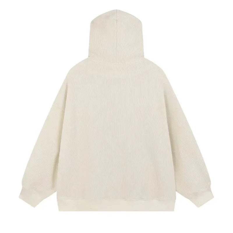 Sudaderas con capucha góticas de pana con cremallera para hombre, chaqueta con estampado de espuma a la moda de Hip Hop, ropa de calle Vintage Y2K, sudaderas con capucha de otoño