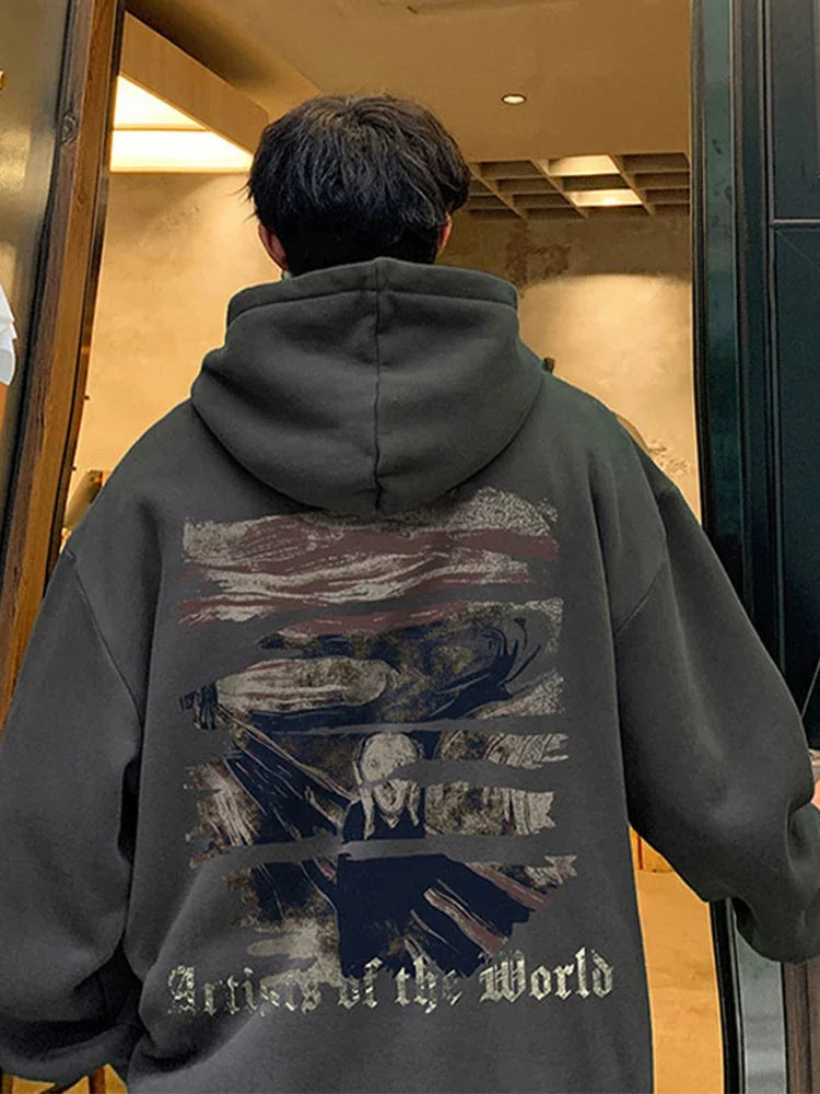 Sudaderas con capucha con estampado gráfico gótico de otoño para hombre, ropa de calle Y2K de gran tamaño, sudaderas con capucha nuevas en moda Harajuku