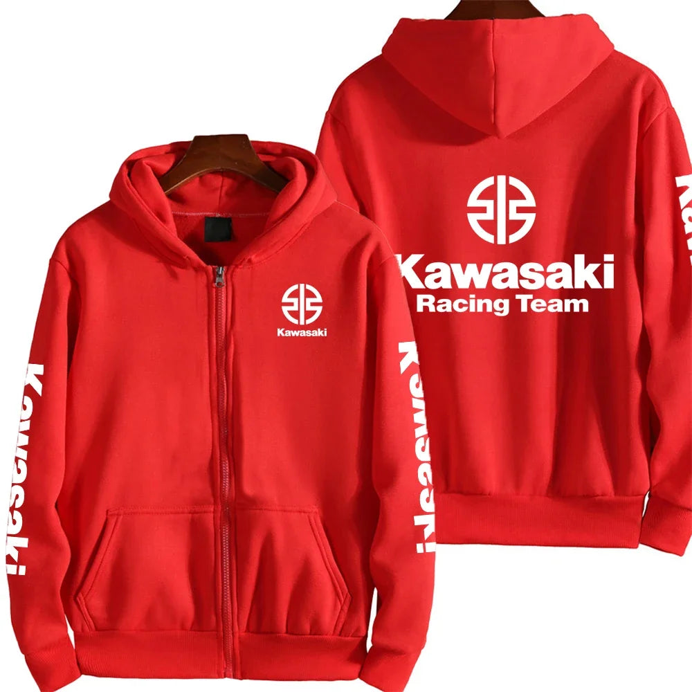 Kawasaki Logo Racing Motorcycle Team Men Zip Up Hoodie Spring Autumn Fashion Male Sweatshirt New Sport Women Jacket Coats