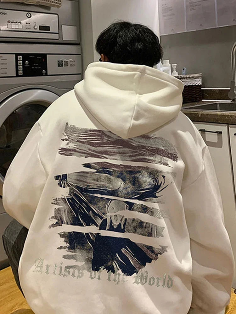 Sudaderas con capucha con estampado gráfico gótico de otoño para hombre, ropa de calle Y2K de gran tamaño, sudaderas con capucha nuevas en moda Harajuku