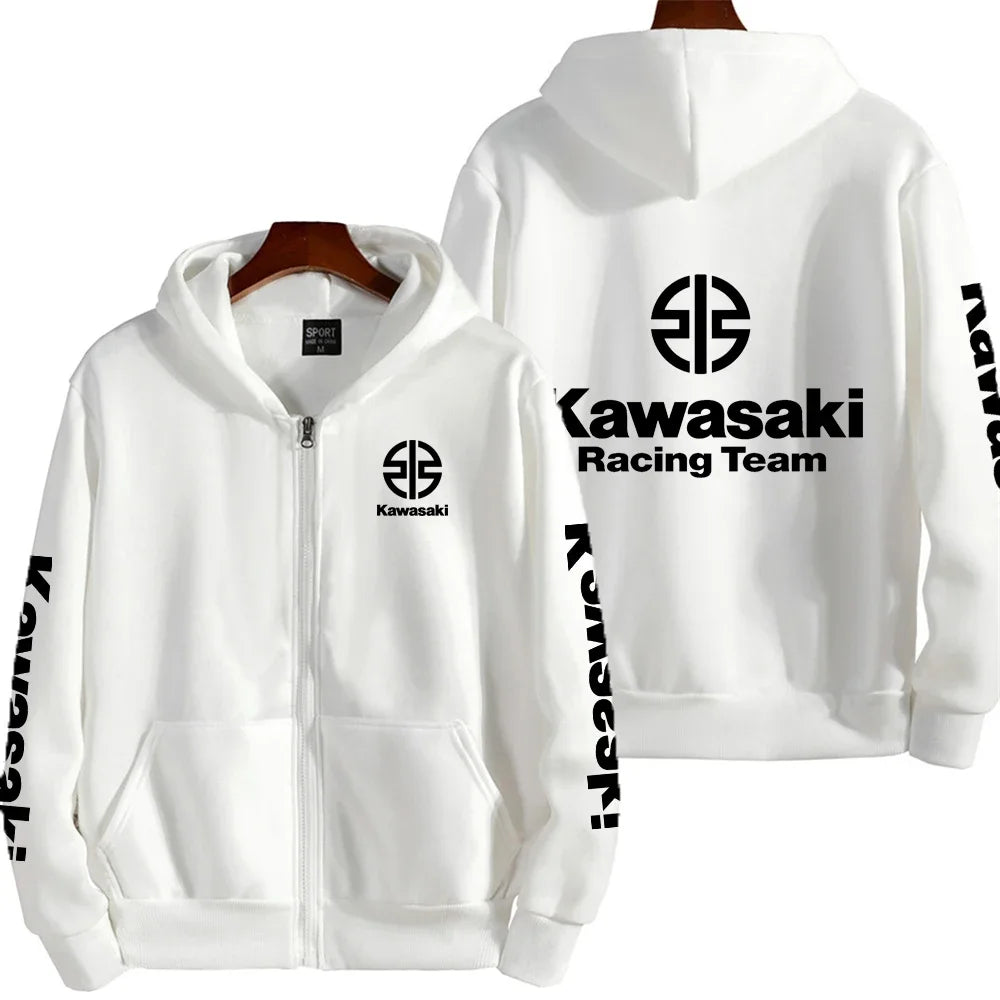 Kawasaki Logo Racing Motorcycle Team Men Zip Up Hoodie Spring Autumn Fashion Male Sweatshirt New Sport Women Jacket Coats