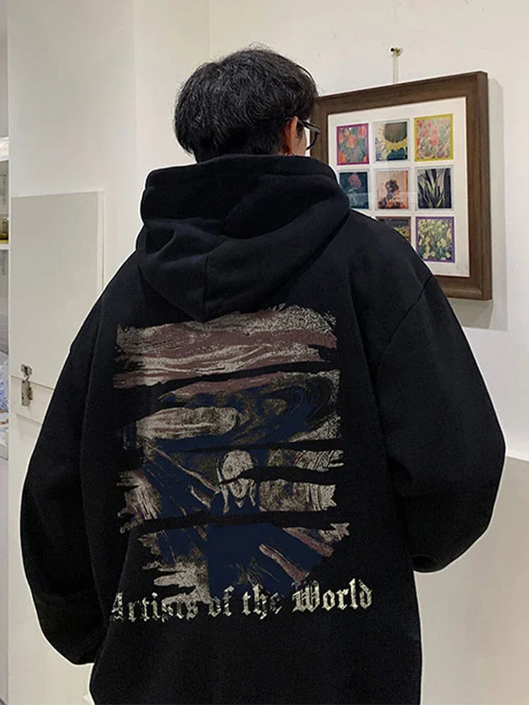 Sudaderas con capucha con estampado gráfico gótico de otoño para hombre, ropa de calle Y2K de gran tamaño, sudaderas con capucha nuevas en moda Harajuku