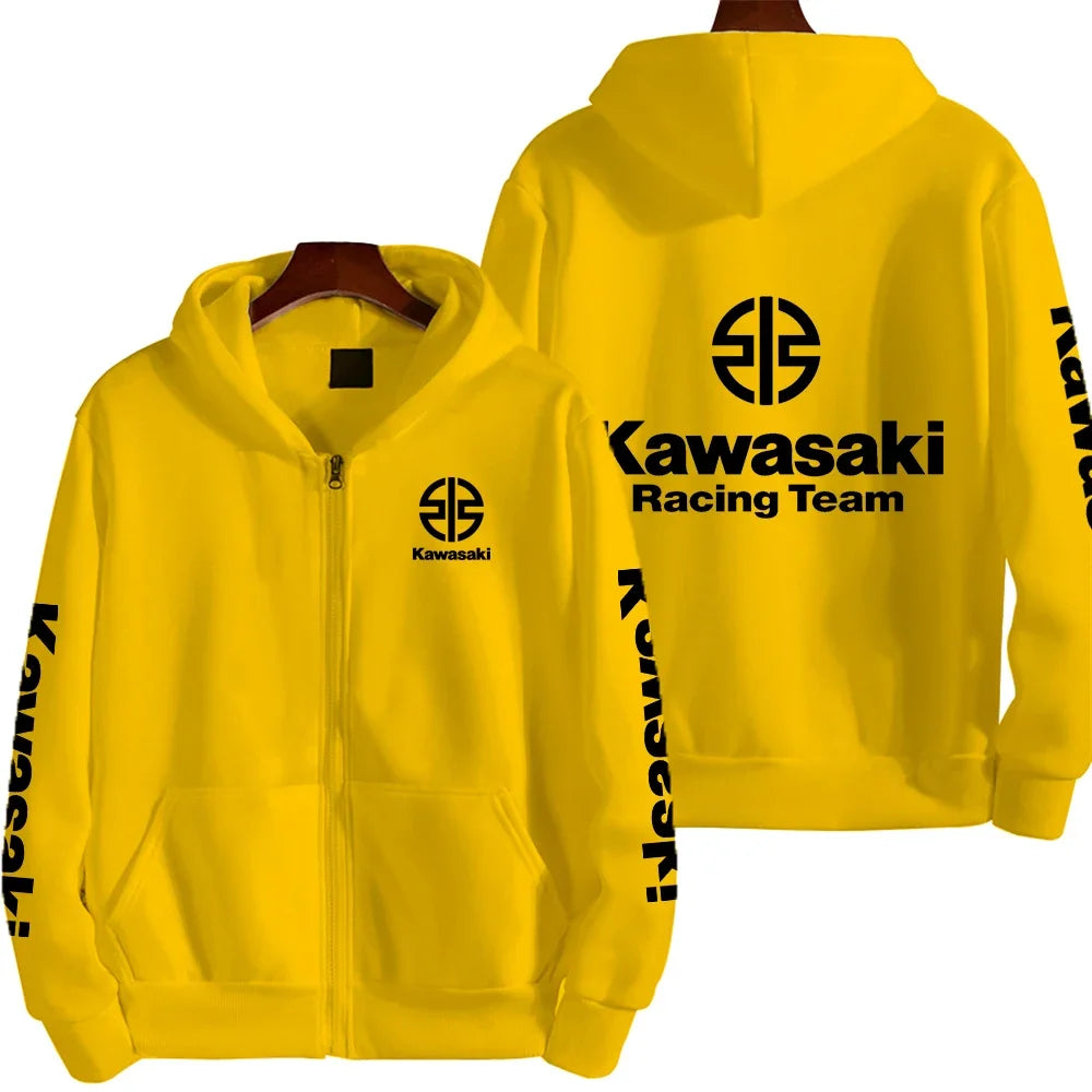 Kawasaki Logo Racing Motorcycle Team Men Zip Up Hoodie Spring Autumn Fashion Male Sweatshirt New Sport Women Jacket Coats