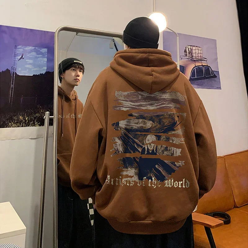 Sudaderas con capucha con estampado gráfico gótico de otoño para hombre, ropa de calle Y2K de gran tamaño, sudaderas con capucha nuevas en moda Harajuku