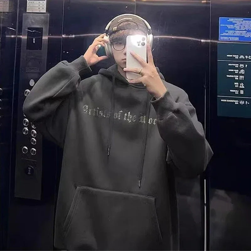 Sudaderas con capucha con estampado gráfico gótico de otoño para hombre, ropa de calle Y2K de gran tamaño, sudaderas con capucha nuevas en moda Harajuku
