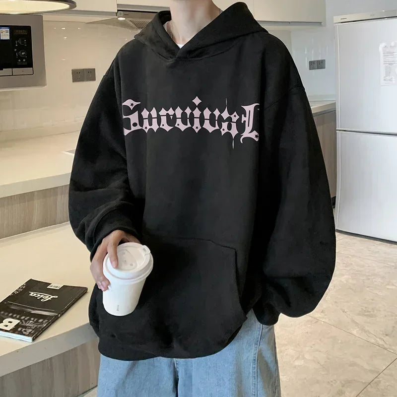 Sudaderas con capucha con estampado de araña gótica para Hombre, ropa de calle Harajuku, sudaderas con capucha con gráfico de gamuza, Estética de gran tamaño, Y2K, otoño