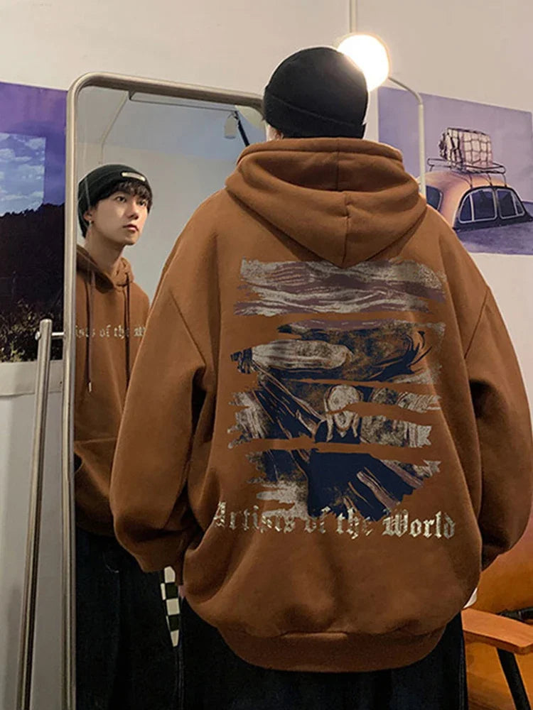 Sudaderas con capucha con estampado gráfico gótico de otoño para hombre, ropa de calle Y2K de gran tamaño, sudaderas con capucha nuevas en moda Harajuku