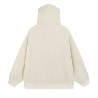 Sudaderas con capucha góticas de pana con cremallera para hombre, chaqueta con estampado de espuma a la moda de Hip Hop, ropa de calle Vintage Y2K, sudaderas con capucha de otoño