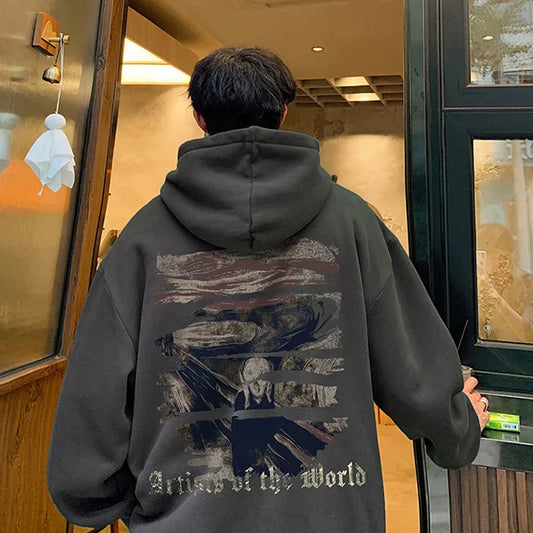 Sudaderas con capucha con estampado gráfico gótico de otoño para hombre, ropa de calle Y2K de gran tamaño, sudaderas con capucha nuevas en moda Harajuku