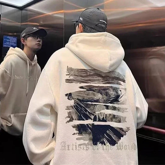 Sudaderas con capucha con estampado gráfico gótico de otoño para hombre, ropa de calle Y2K de gran tamaño, sudaderas con capucha nuevas en moda Harajuku